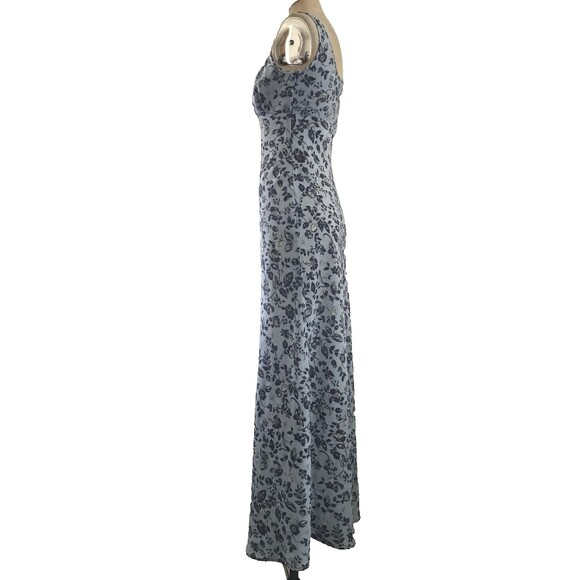 Vintage 90s Rampage Blue Floral Long Sleeveless Cottagecore Maxi Dress XS/S - Picture 4 of 6